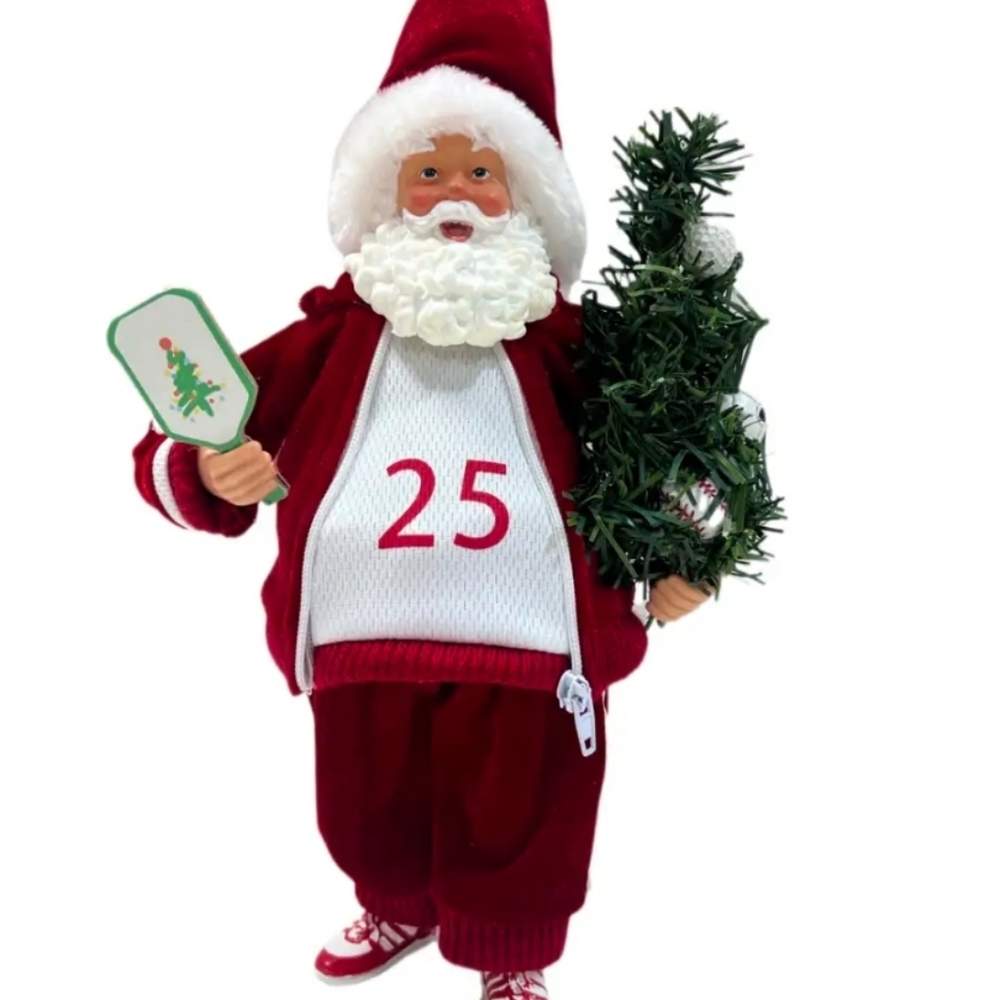 NWT Santa w/ Pickleball Paddle Tabletop Decoration 10.5" Tall By Ashland